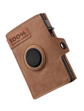 RFID Men's Leather Wallet With Coin Pocket AirTag Positioning Card Clip RFID Anti Magnetic Anti-Theft Card Swiping Bag