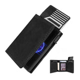 Men's RFID Anti-Theft Three Fold Wallet Ultra-Thin with Zipper Coin Pocket Credit Card Clip Brush Anti-Magnetic Card Bag