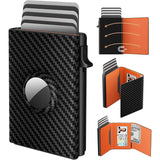 RFID Men's Card Bag With Air Tag Positioning Slot RFID Anti Theft Brush Ultra Thin Metal Wallet Credit Card Clip