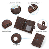 Airtag Wallet Men Leather RFID Aluminum Card Holder Zipper Slim Purses Anti-lost ID Credit Card Folding wallets