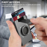  AirTag Wallet for Men- Aluminum Slim Stretchable Belt Draw-Out Metal Wallet , Holds up 15 Cards with Cash Strap,Card holder