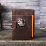 Airtag Wallet Men Leather RFID Aluminum Card Holder Zipper Slim Purses Anti-lost ID Credit Card Folding wallets