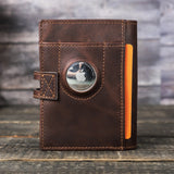 Airtag Wallet Men Leather RFID Aluminum Card Holder Zipper Slim Purses Anti-lost ID Credit Card Folding wallets