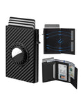 RFID Men's Card Bag With Air Tag Positioning Slot RFID Anti Theft Brush Ultra Thin Metal Wallet Credit Card Clip