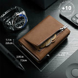 Men's RFID Anti-Theft Three Fold Wallet Ultra-Thin with Zipper Coin Pocket Credit Card Clip Brush Anti-Magnetic Card Bag