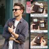 Airtag Wallet Men Leather RFID Aluminum Card Holder Zipper Slim Purses Anti-lost ID Credit Card Folding wallets