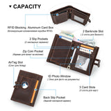 Airtag Wallet Men Leather RFID Aluminum Card Holder Zipper Slim Purses Anti-lost ID Credit Card Folding wallets