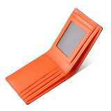 Airtag Leather Men Bifold Thin Wallet RFID Blocking Credit Bank Card Holder with ID Window Male Purse Black