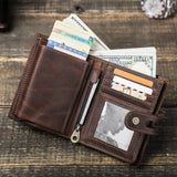 Airtag Wallet Men Leather RFID Aluminum Card Holder Zipper Slim Purses Anti-lost ID Credit Card Folding wallets