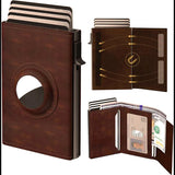 RFID Men's Card Bag With Air Tag Positioning Slot RFID Anti Theft Brush Ultra Thin Metal Wallet Credit Card Clip