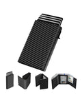 RFID Men's Card Bag Automatic Pop-Up Aluminum Box RFID Anti-Theft Brush Ultra-Thin Minimalist Wallet Leather Credit Card Clip
