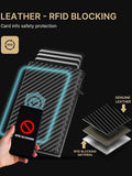 RFID Men's Card Bag Automatic Pop-Up Aluminum Box RFID Anti-Theft Brush Ultra-Thin Minimalist Wallet Leather Credit Card Clip