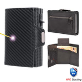 Fashion True Pickup Bag Automatic Pop up Metal Wallet RFID Anti theft Brush Large Capacity Card Clip for Men and Women