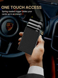 RFID Men's Card Bag Automatic Pop-Up Aluminum Box RFID Anti-Theft Brush Ultra-Thin Minimalist Wallet Leather Credit Card Clip