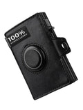 RFID Men's Leather Wallet With Coin Pocket AirTag Positioning Card Clip RFID Anti Magnetic Anti-Theft Card Swiping Bag